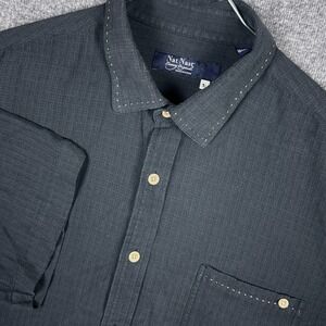 Nat Nast Shirt Mens XL Charcoal Black Short Sleeve Button Hawaiian Silk Blend